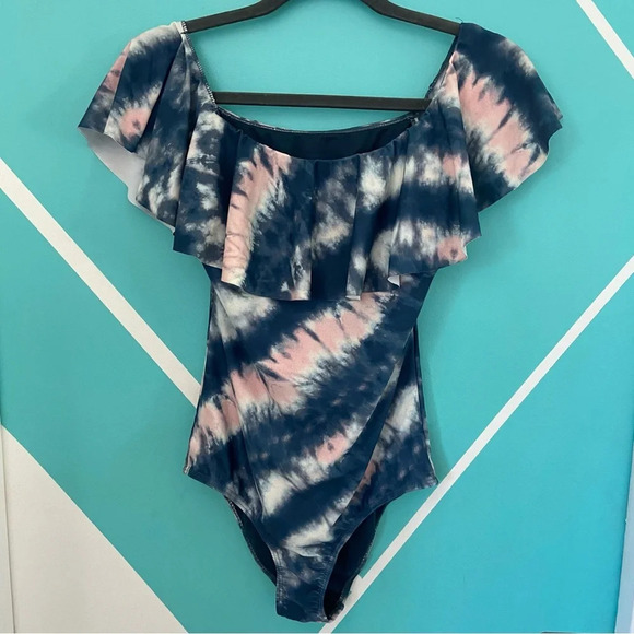 Envya Swimwear off shoulder one piece swimsuit tie dye - Picture 3 of 8
